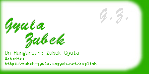 gyula zubek business card